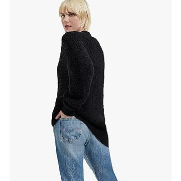 UGG black Wool blend Sherell Cloud Fluff button up cardigan sweater v-neck L NWT - Picture 2 of 8